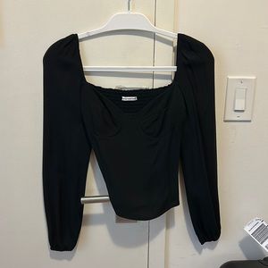 Black reformation long sleeve top